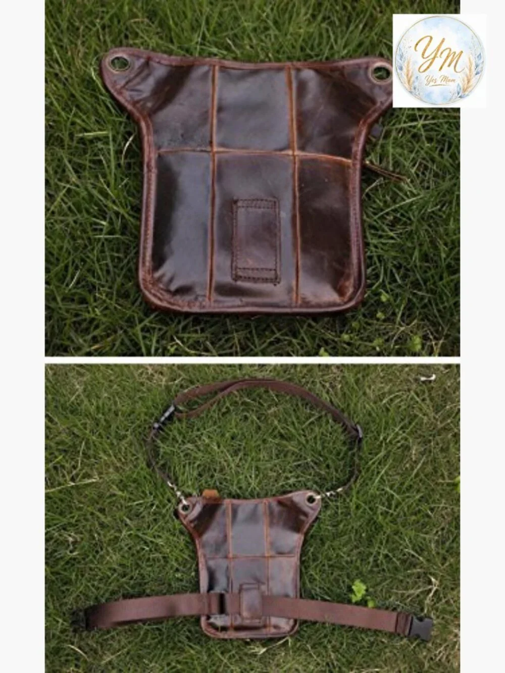 Genuine Leather Motorcycle Waist Pack Messenger Crossbody Bag